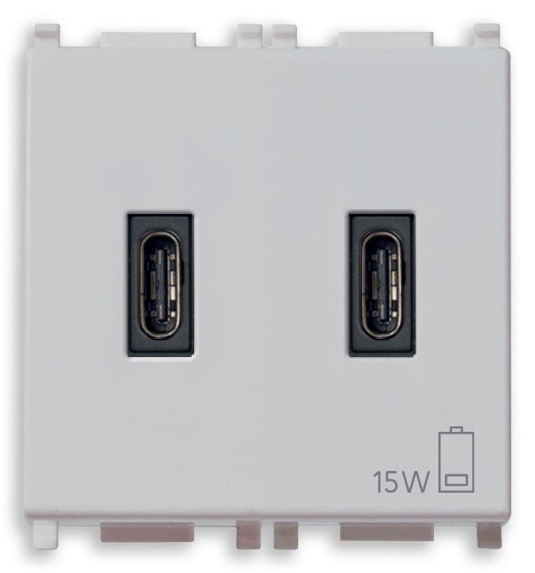 VIMAR SPA - VIW14295.CC.SL Alimentatore USB C+C 15W 3A 5V 2M Silver