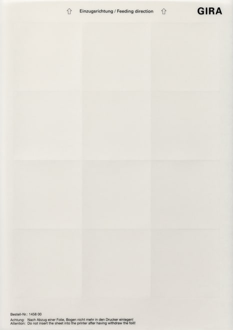 GIRA - GIR145800 FOGLIO DICITURE 62 X 62 MM