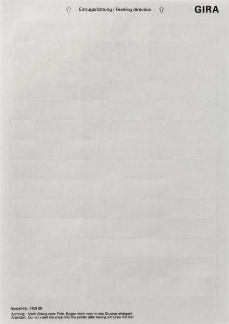 GIRA - GIR145900 FOGLIO DICITURE 62 X 18 MM