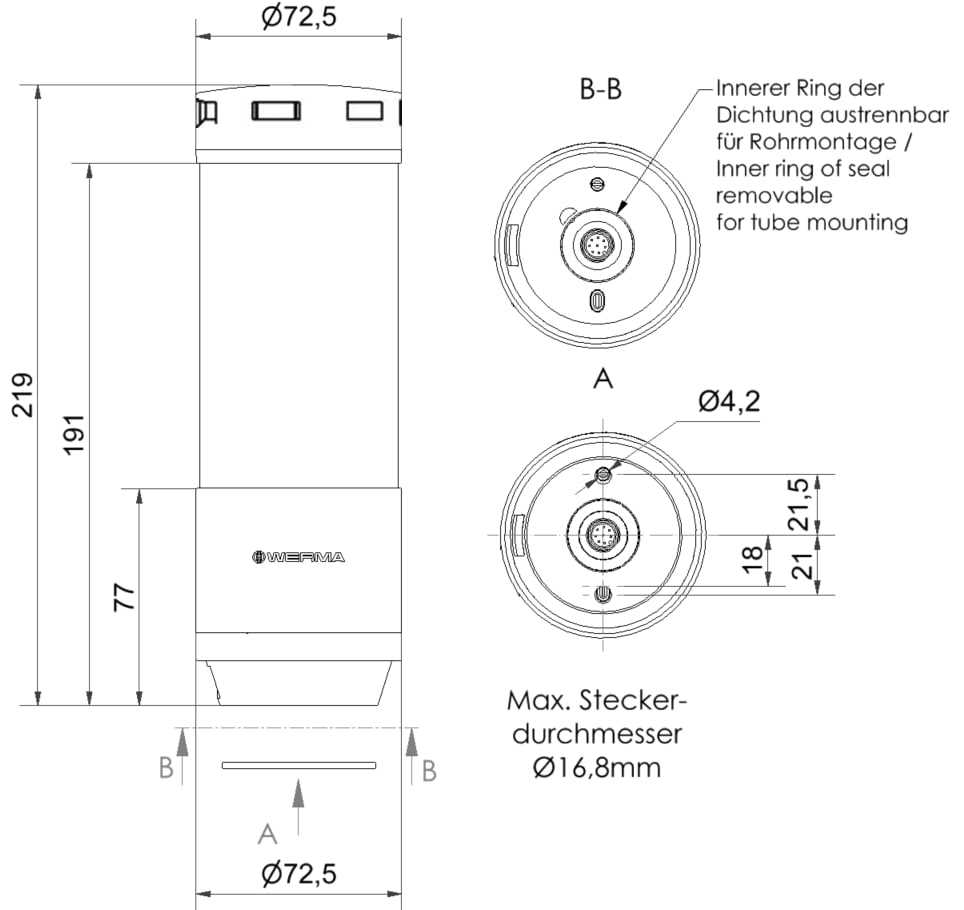 WERMA ITALIA SRL WRA65745055 ESIGN IO-LINK 6 SEGMENTI CON SIRENA BK