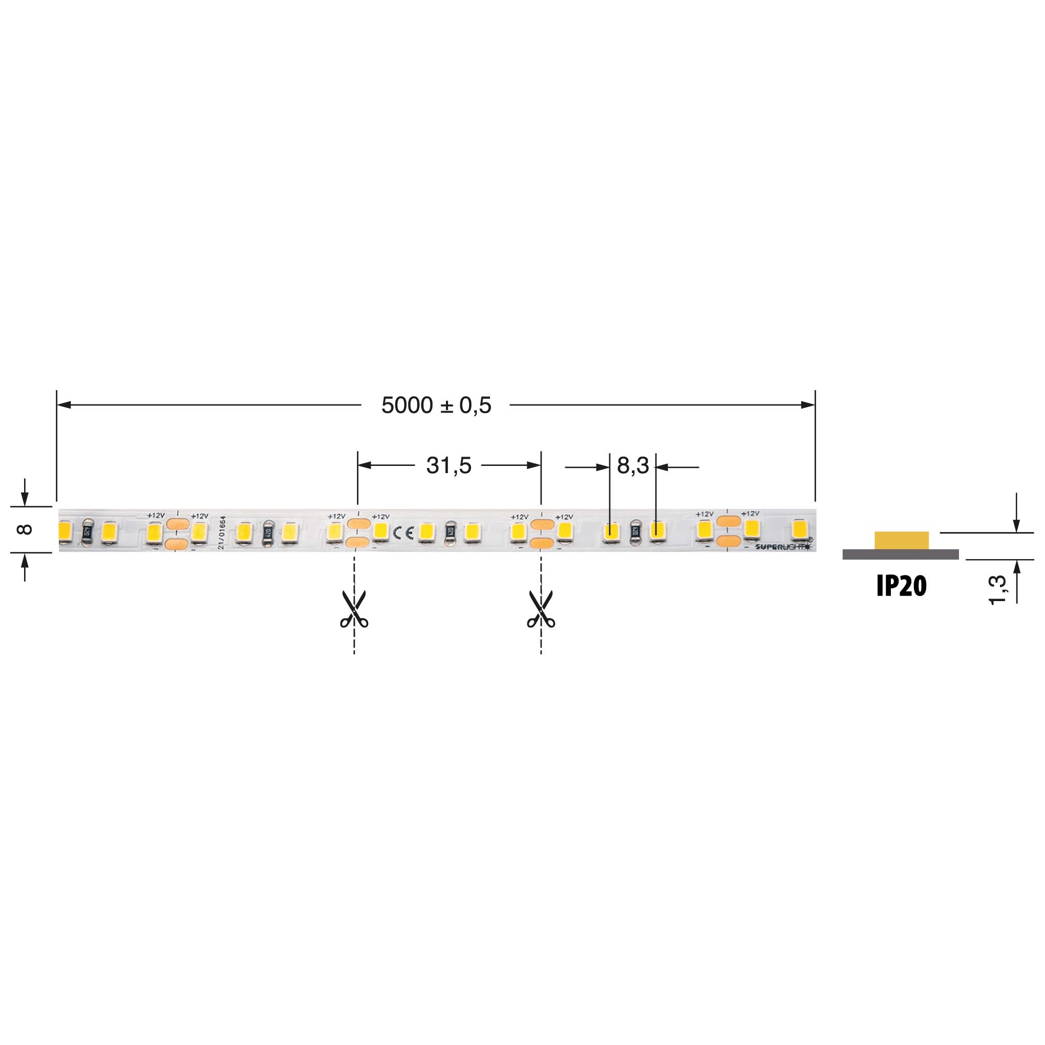 ELCART DISTRIBUTION ERT186094200 STRISCIA LED 8W/M BN 12V IP20