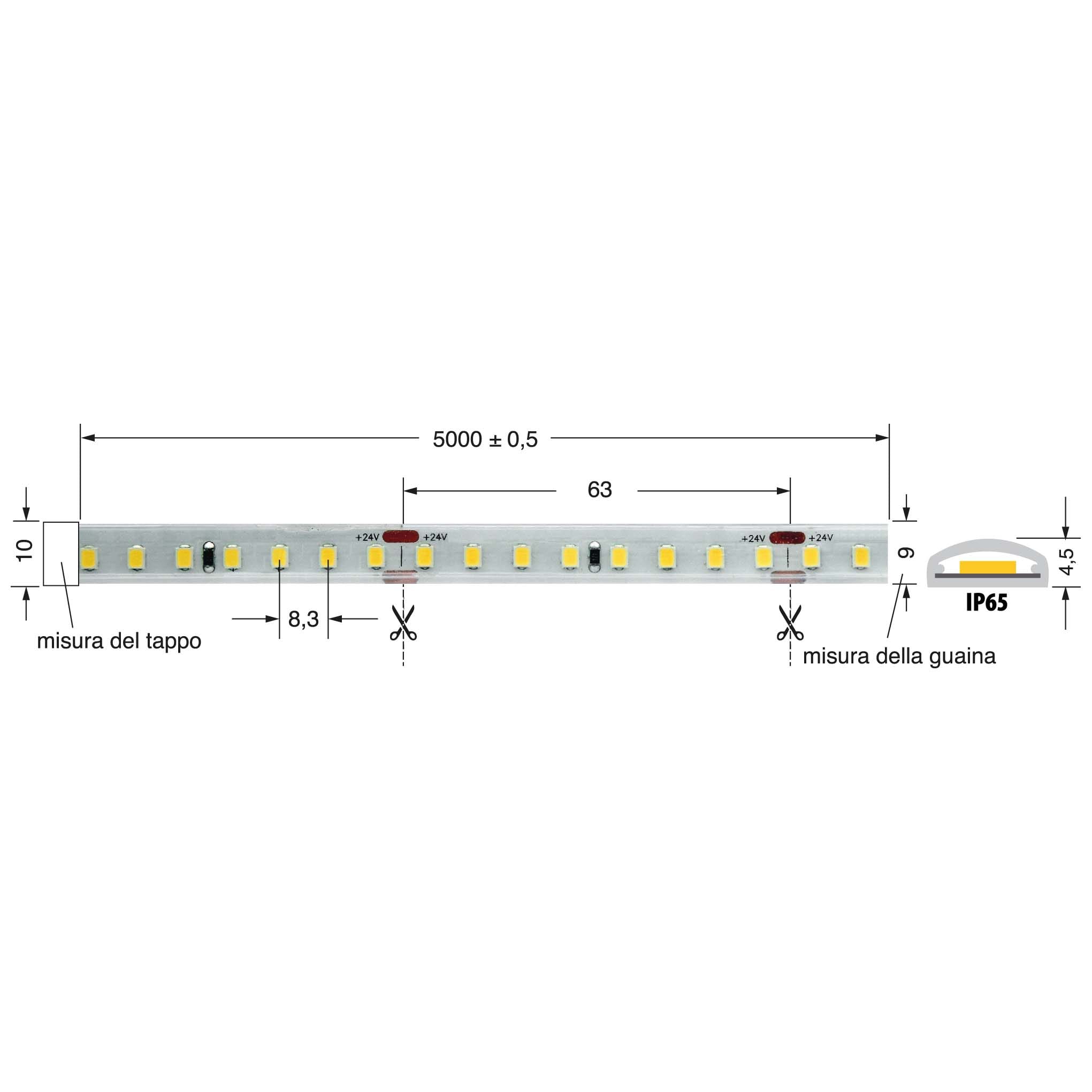 ELCART DISTRIBUTION ERT186100900 STRISCIA LED 8W/M BCC 24V IP65