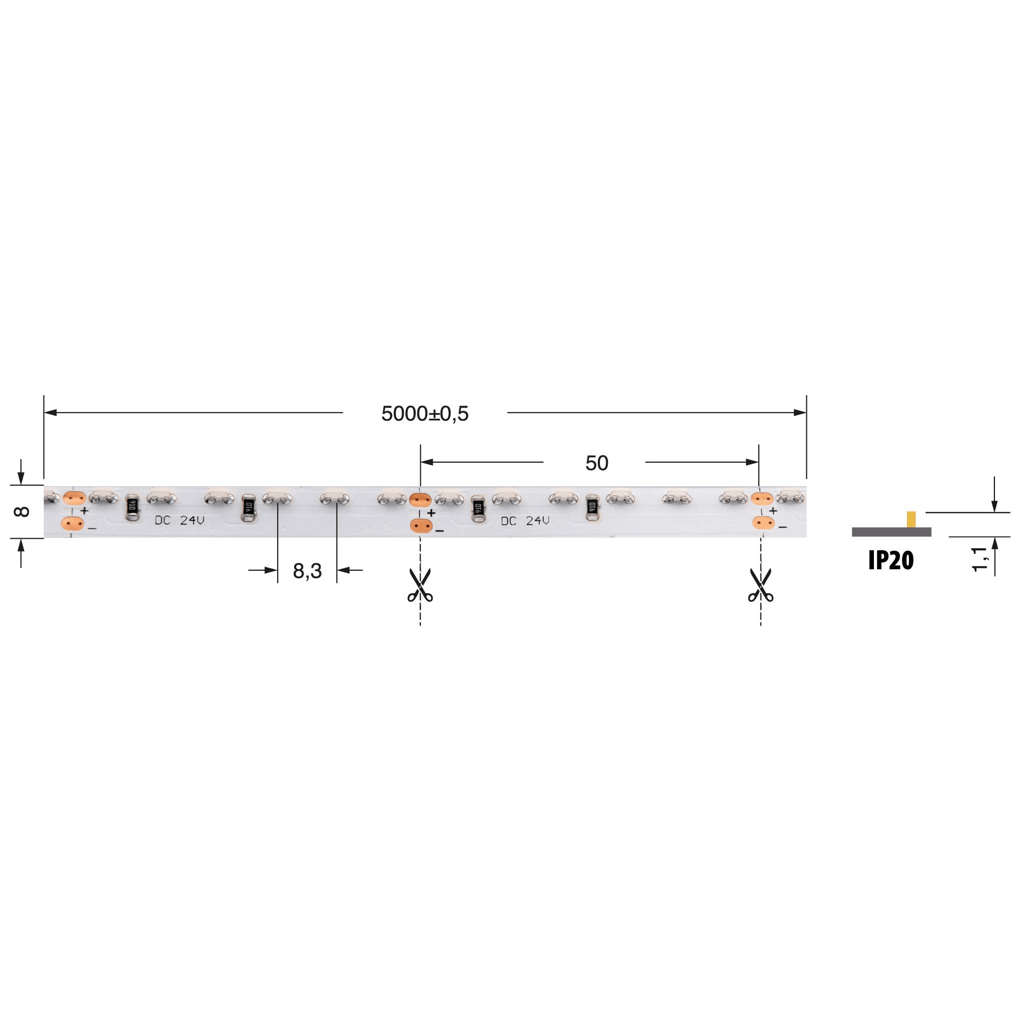 ELCART DISTRIBUTION ERT186343000 STRISCIALED 14,4W/M BF 24V IP20 S
