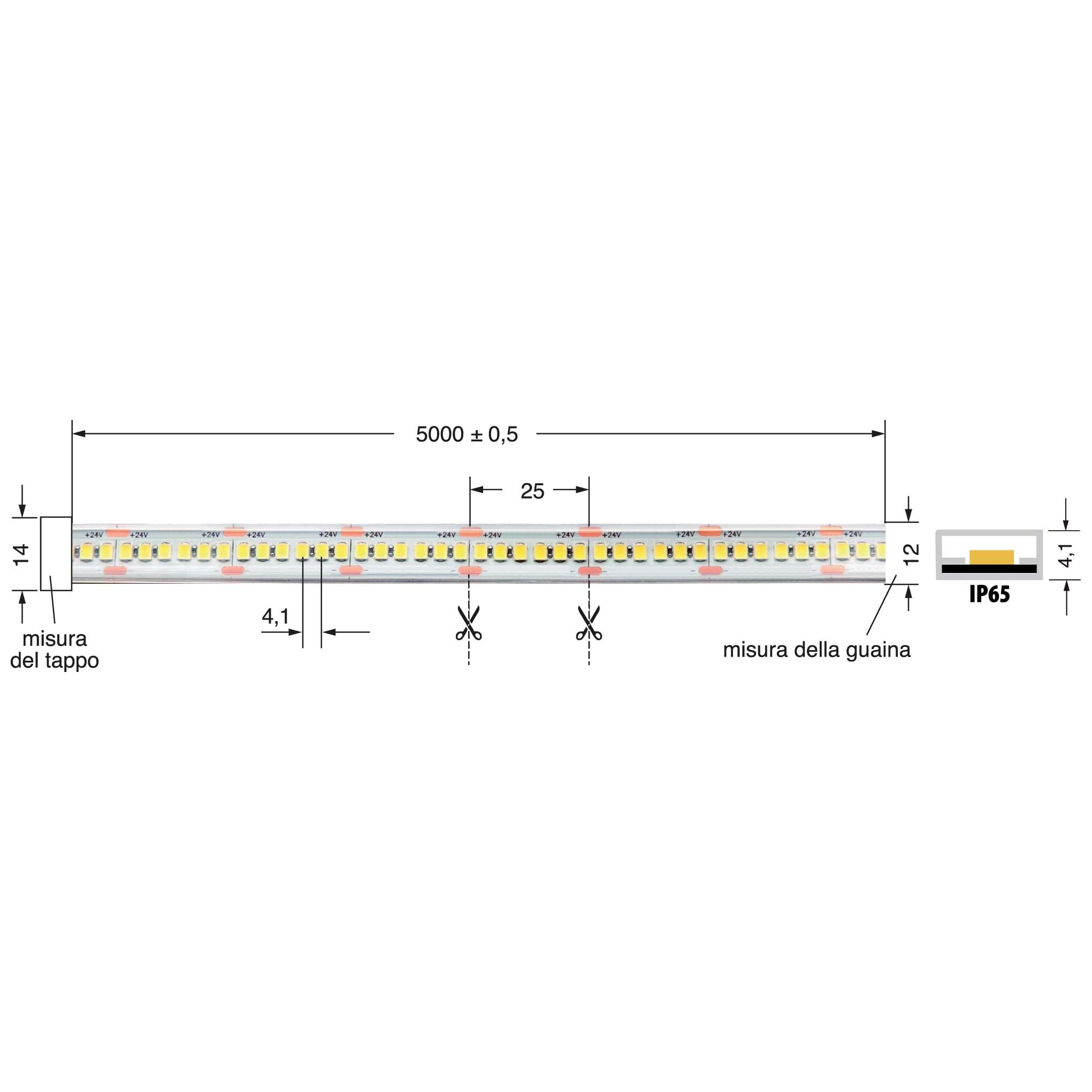 ELCART DISTRIBUTION - ERT186364800 LEDSTRIP 20W/MT 24V B CALDO IP65