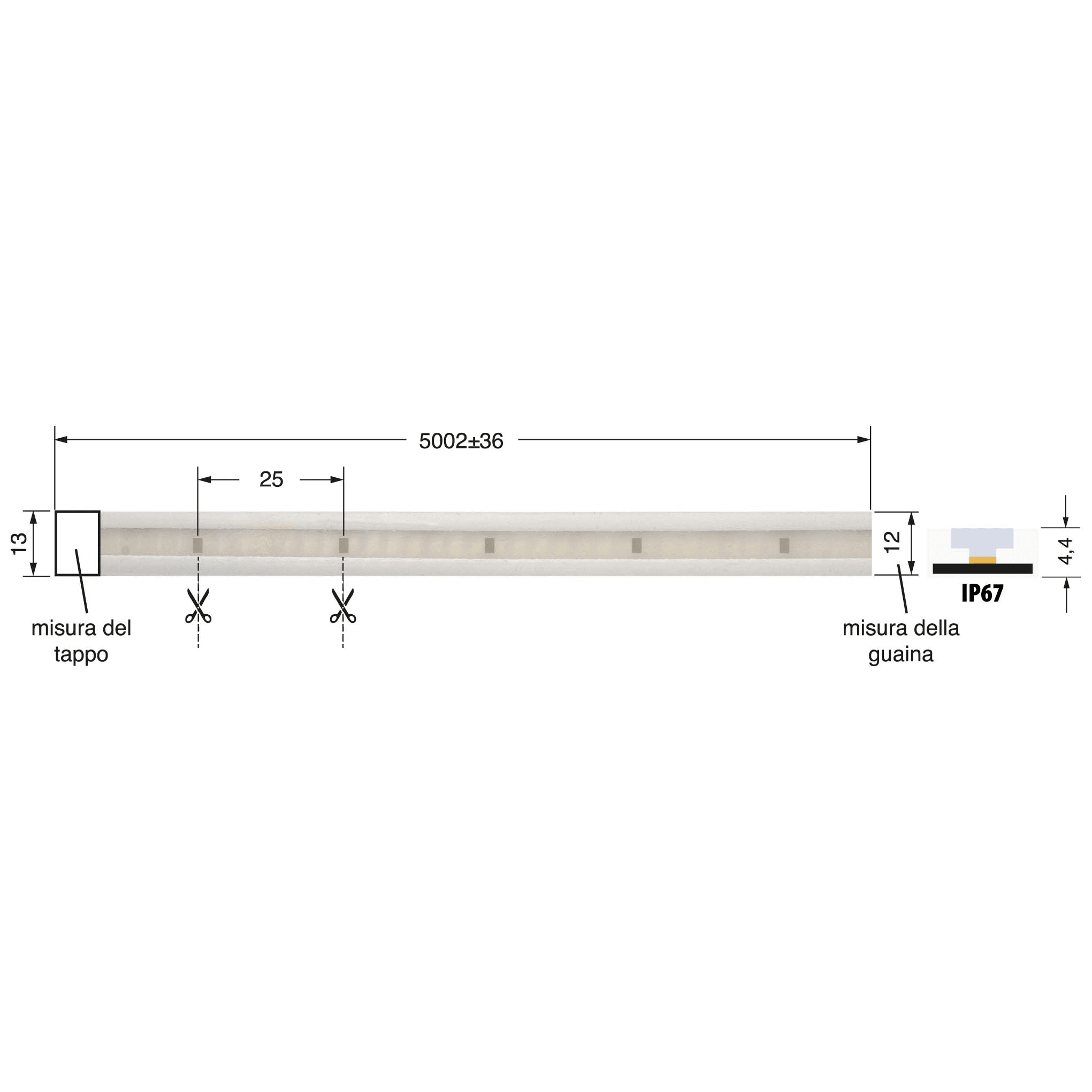 ELCART DISTRIBUTION - ERT186530200 STRI.LED 9,6W/M BN 24V IP67 CRI90