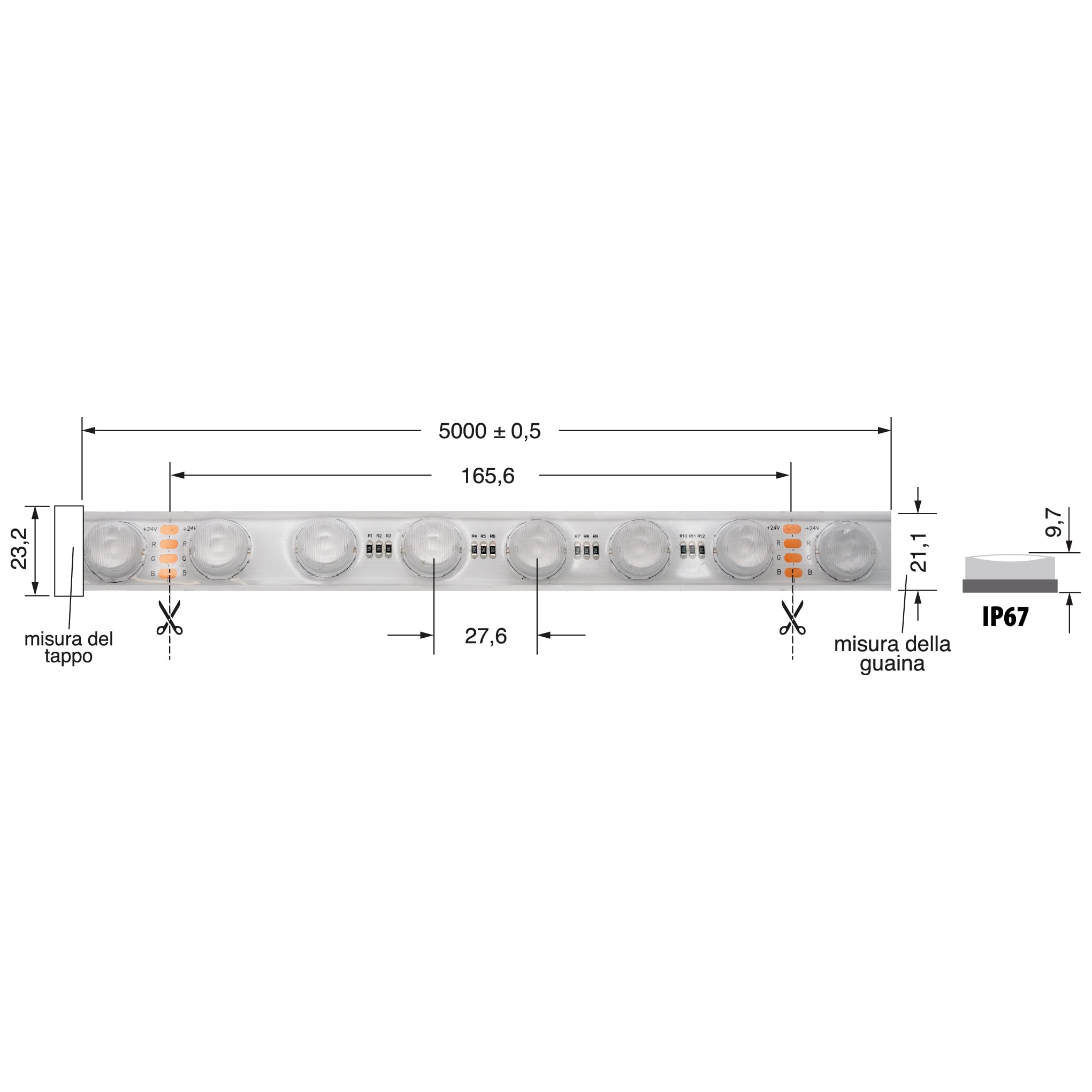 ELCART DISTRIBUTION ERT186542000 WALL WASHER 42W/M 24V RGB IP67