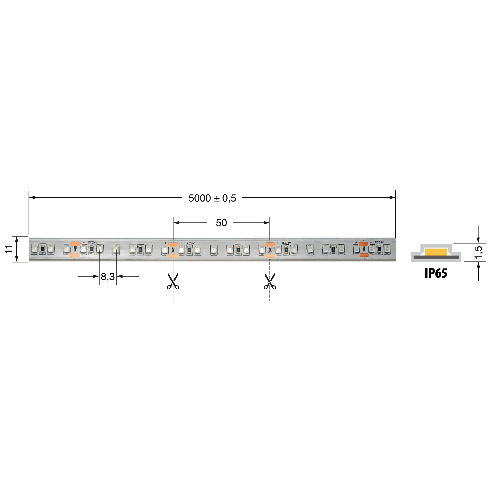 ELCART DISTRIBUTION ERT186690100 STRISCIA LED 9,6W/M R 24V IP65