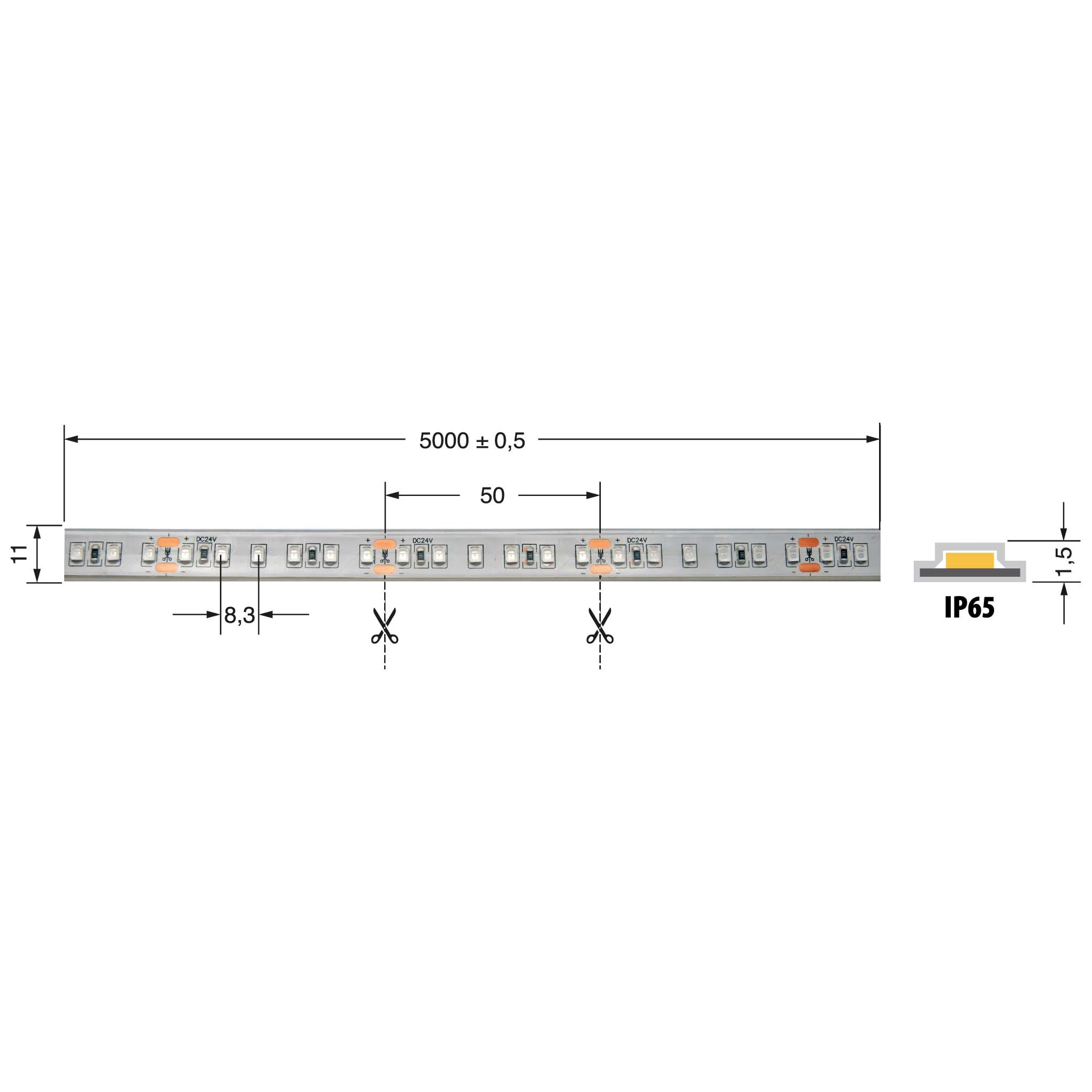 ELCART DISTRIBUTION ERT186691100 STRISCIA LED 9,6W/M B 24V IP65