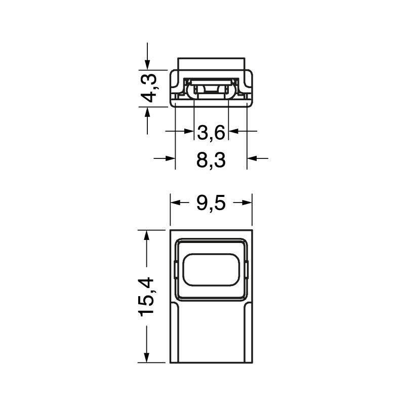 ELCART DISTRIBUTION ERT186793500 4PZ CONN.CLIP STRIP-WIRE 8MM 5A