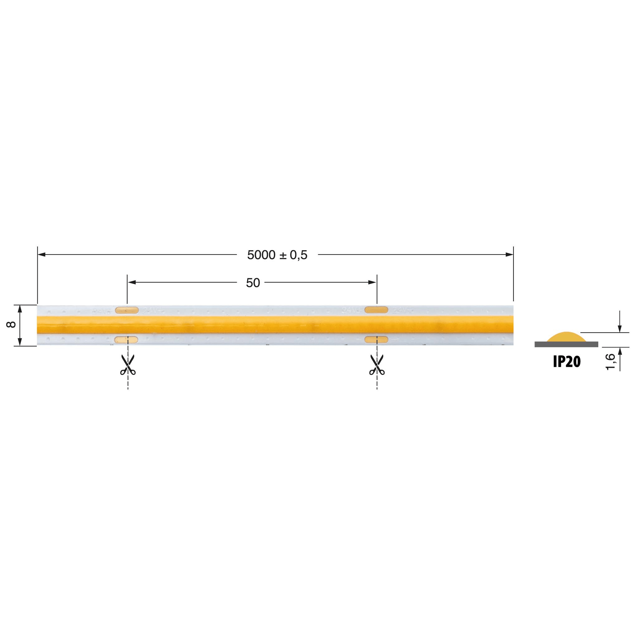 ELCART DISTRIBUTION ERT186900200 S.LED COB 12W/M 24V BN IP20 CRI90