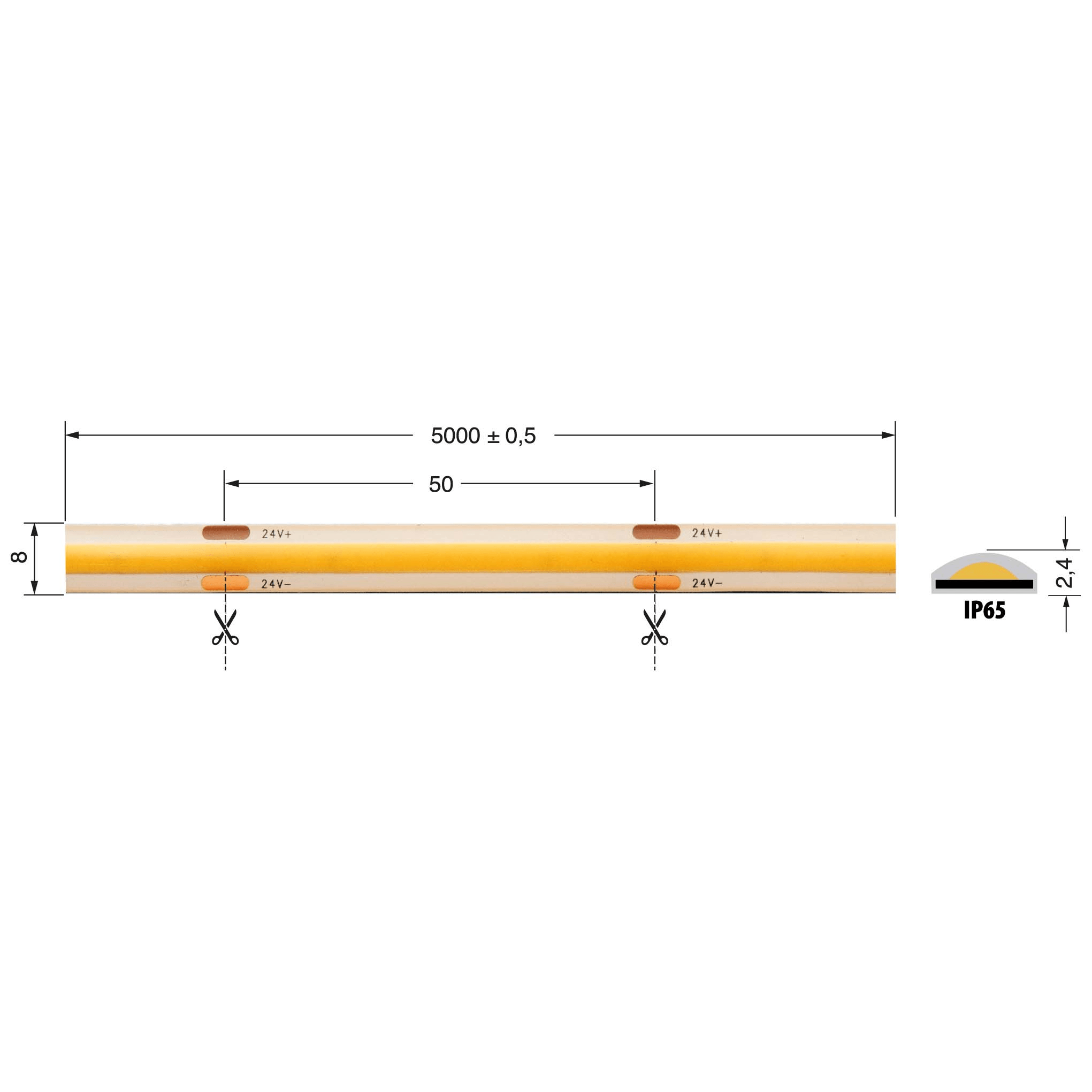 ELCART DISTRIBUTION - ERT186901200 S.LED COB 12W/M 24V BN IP65 CRI90