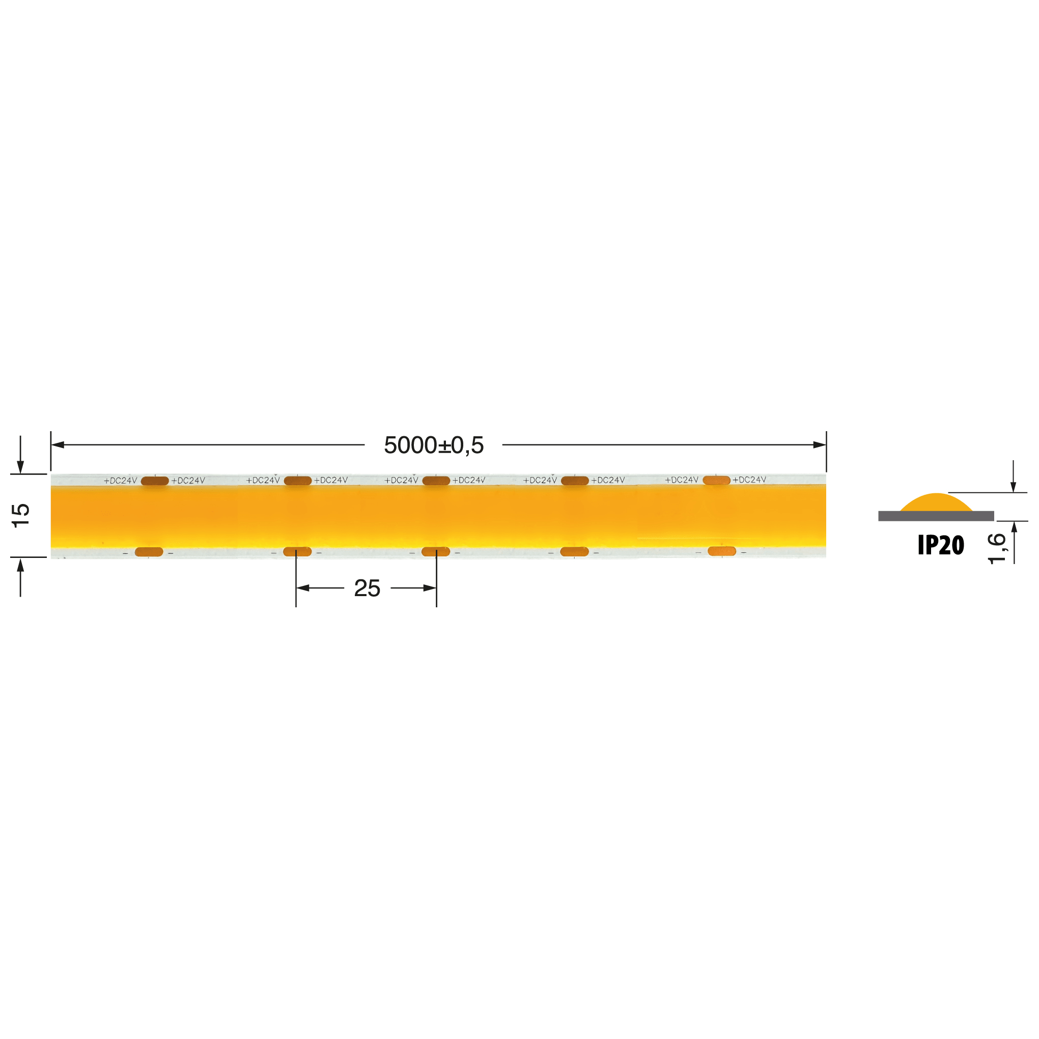 ELCART DISTRIBUTION ERT186906200 S.L COB 3FIL 25W/M 24V 4000K IP20