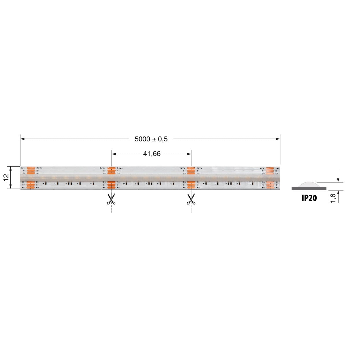 ELCART DISTRIBUTION ERT186916000 STR.LED COB RGB+CCT 18WM 24V IP20