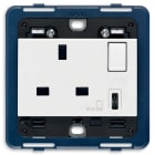 VIMAR SPA - VIW19223.C.B PRESA 2P+T 13A BS+INT.ROSSO+USB C BIANCO