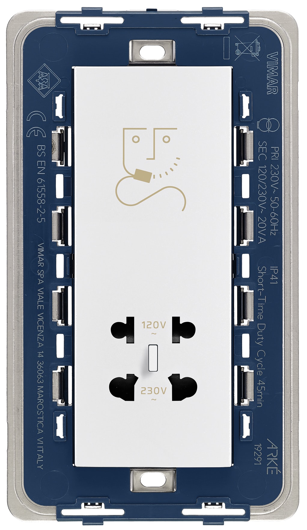 VIMAR SPA - VIW19291.B PRESA PER RASOIO VERTICALE 230V BIANCO