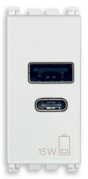 VIMAR SPA - VIW19292.AC.15.B ALIMENTATORE USB A+C 15W 5V 1M BIANCO