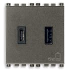 VIMAR SPA - VIW19295.AC.M Alimentatore USB A+C 15W 3A 5V 2M Metal