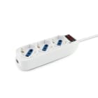 ALPHA ELETTRONICA SR - ALP23-044S/03 Multi sockets with 3 universal sockets and 10A plug - with switch and overload protection - White