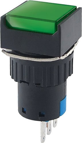 ALPHA ELETTRONICA SR ALP330-074-4 PULSANTE PUSH 230V 1NO-1NC QUADR.VERDE