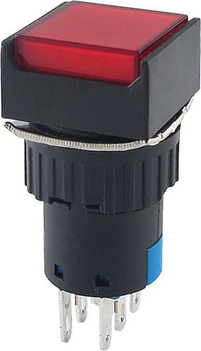 ALPHA ELETTRONICA SR ALP330-076-1 PULSANTE PUSH 230V 2NO-2NC QUADR.ROSSO