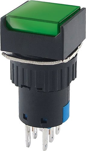 ALPHA ELETTRONICA SR ALP330-076-4 PULSANTE PUSH 230V 2NO-2NC QUADR.VERDE
