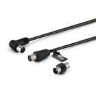 ALPHA ELETTRONICA SR - ALP87-014/02B Cable from Coax TV plug Ø9.5mm to 90 ° socket Coax TV Ø9.5mm - With adapter M / M - Black - 2m