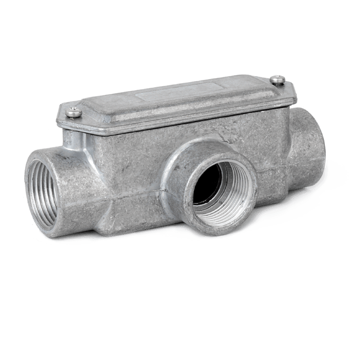 COSMEC - CSM6330E12 Scatola di infilaggio in lega di alluminio, tre vie a T, filettatura GAS 1/2", IP65