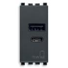 VIMAR SPA VIW20292.AC.15 ALIMENTATORE USB A+C 15W 5V 1M GRIGIO