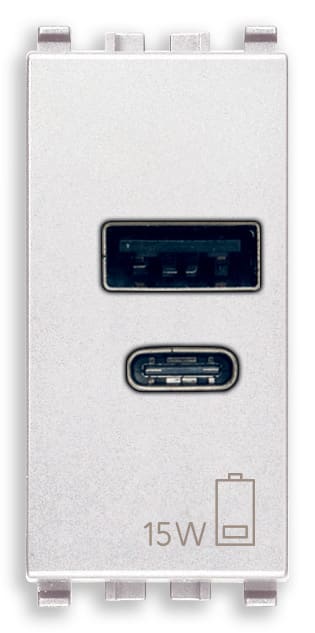 VIMAR SPA - VIW20292.AC.15.B Alimentatore USB A+C 15W 5V 1M bianco