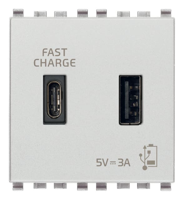 VIMAR SPA - VIW20295.AC.N Alimentatore USB A+C 15W 3A 5V 2M Next