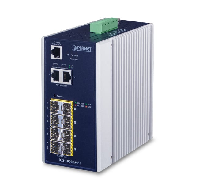 QUBIX SPA - QBX2032230 IGS-10080MFT IP30 2 TP GE 8SFP 100/1000X