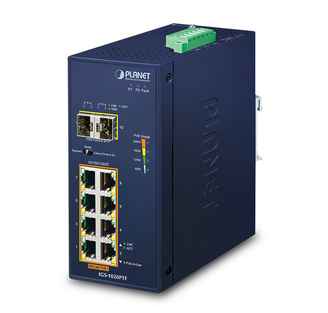 QUBIX SPA - QBX2032374 IGS-1020PTF IP30 8GE(POE+)+2SFP FE/GE