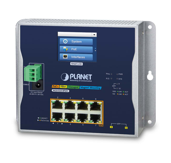 QUBIX SPA QBX2032411 WGS-52258P2SV L2+ IP30 8GE POE+ 2SFP LCD
