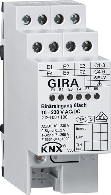 GIRA - GIR212600 INGRESSO BIN. 6 MODULI 10-230 V AC/DC KN