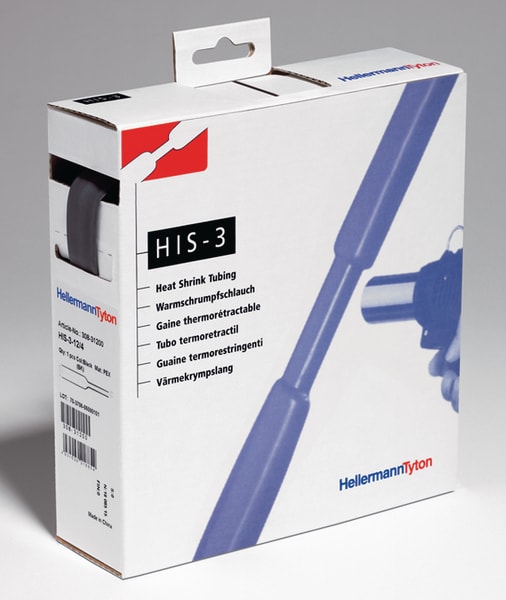 HELLERMANNTYTON Srl HEE308-31200 TERMORESTRINGENTE 3:1 MB 12/4 BK HIS-3