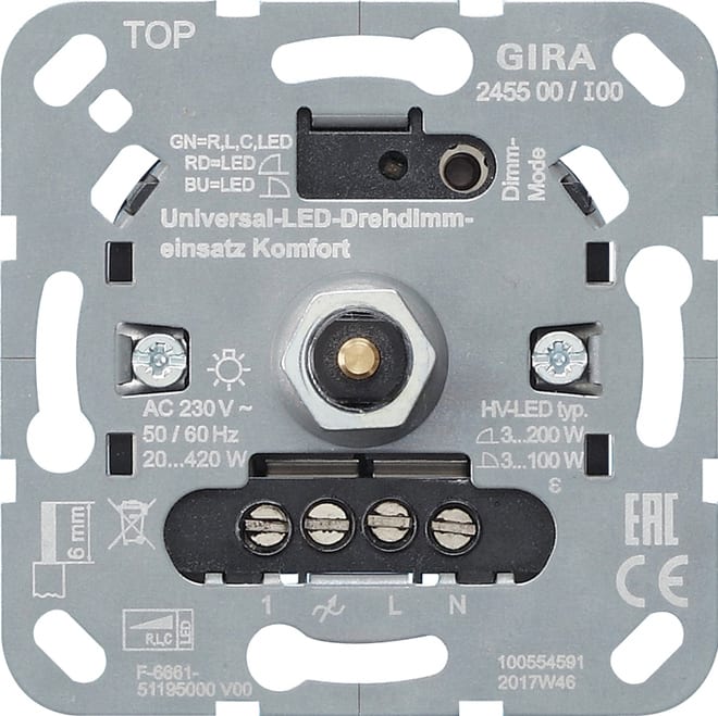 GIRA - GIR245500 S3000 Uni-LED-Drehdimmeins. Komfort Eins