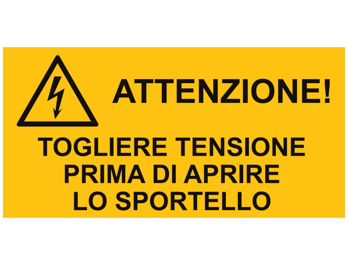 CEMBRE SPA - CEM268300-D ETICHETTA ADESIVA PER IMPIANTI ELETTRICI, TESTO "ATTENZIONE! TOGLIERE TENSIONE PRMA DI APRIRE LO SPORTELLO"