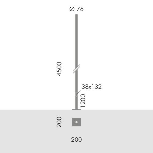 SIMES SPA - SMVS.2845.14 PALO D.76 FLA.H.4,5M F.T.+PORT. GRI