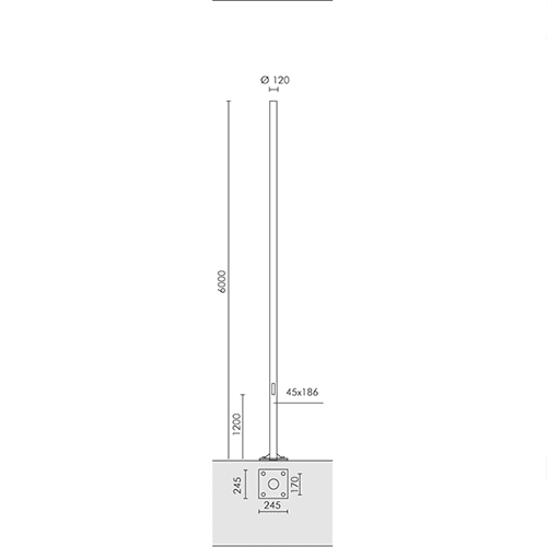 SIMES SPA SMVS.2848.14 PALO D.120FLA.H.6,0M F.T.+PORT. GRI