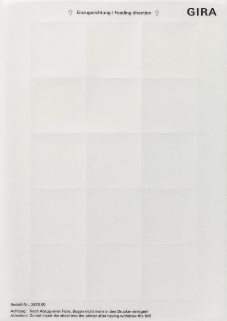 GIRA - GIR287000 FOGLIO DICITURE 51 X 51 MM ACCESSORI TRA