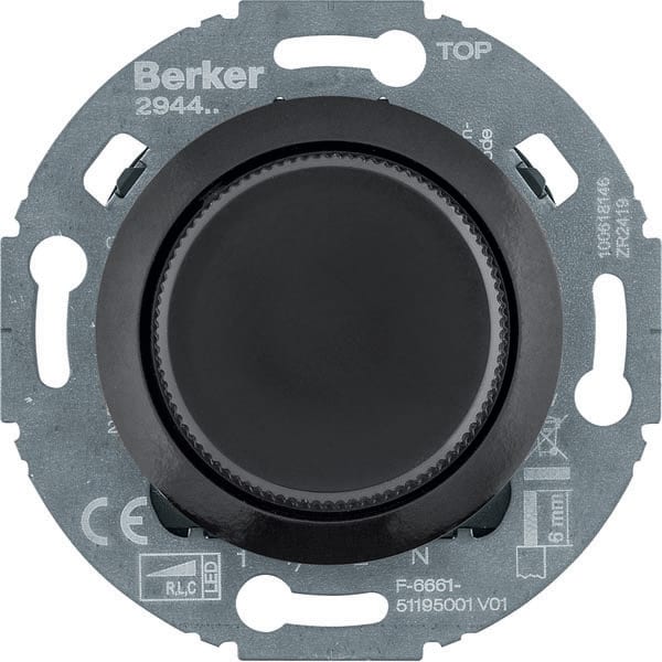 BERKER - BRK294411 DIMMER UNIV.A MANOPOLA, 1930/GLAS NERO