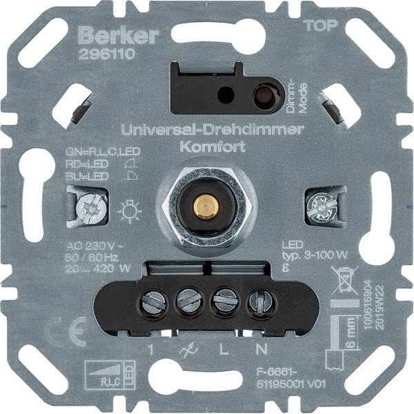 BERKER - BRK296110 Uni-Drehd. Komf. (R,L,C,LED), Softr.