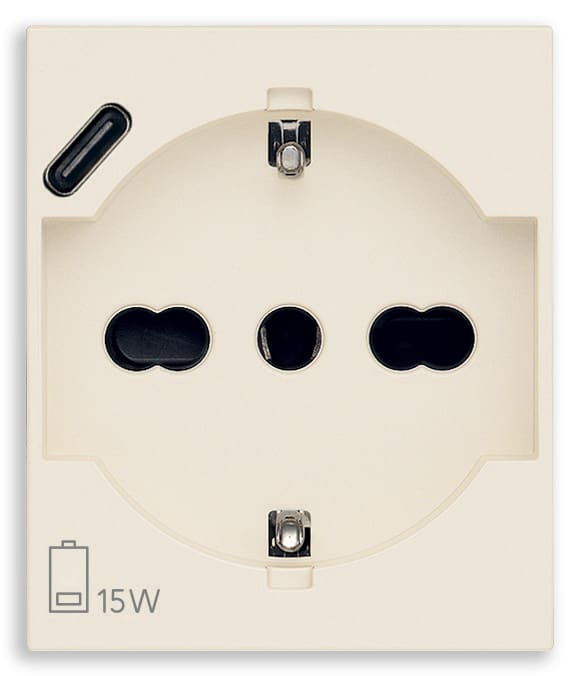 VIMAR SPA - VIW30210.USBC PRESA 2P+T 16A UNIVERSALE + USB C CANAPA