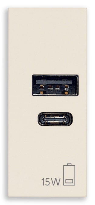 VIMAR SPA - VIW30292.AC15C Alimentatore USB A+C 15W 5V 1M canapa