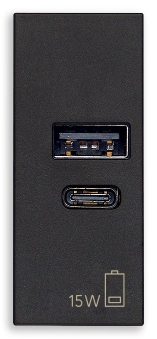 VIMAR SPA - VIW30292.AC15G Alimentatore USB A+C 15W 5V 1M nero