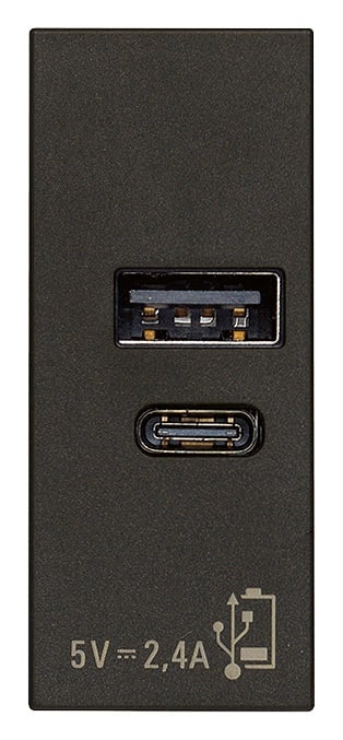VIMAR SPA - VIW30292.ACG ALIMENTATORE USB A+C 12W 2,4A 5V NERO