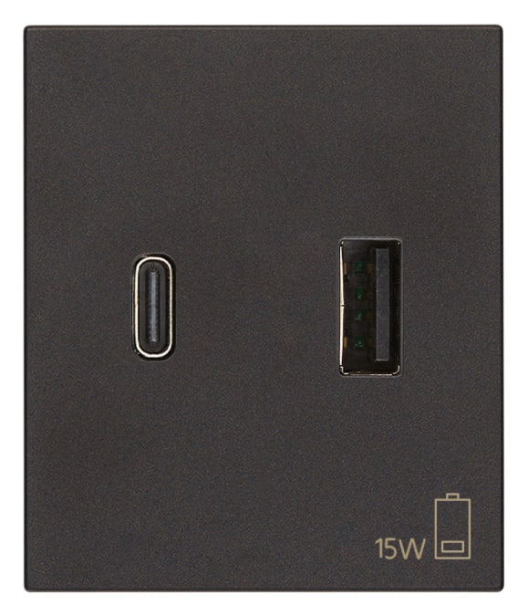VIMAR SPA - VIW30295.ACG Alimentatore USB A+C 15W 3A 5V 2M nero