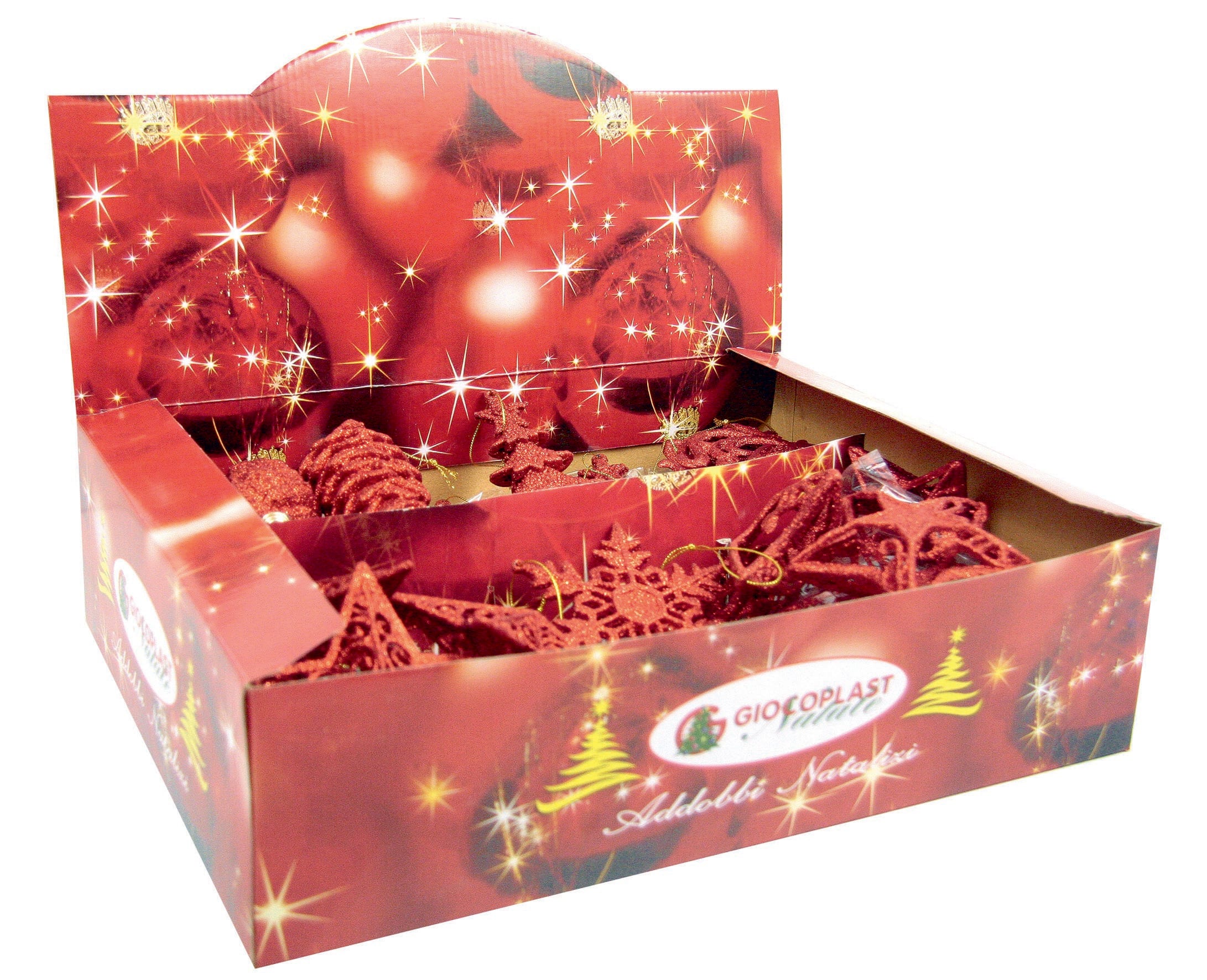 GIOCOPLAST NATALE SP GCP33011151 ADDOBBI GLITTER ROSSO CM.10-15,