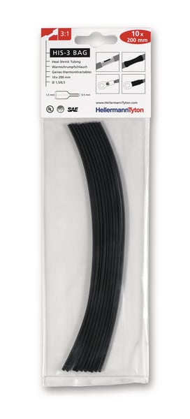 HELLERMANNTYTON Srl HEE308-30151 TERMORESTRINGENT 3:1 BK BLIST 1,5/0,5 HI