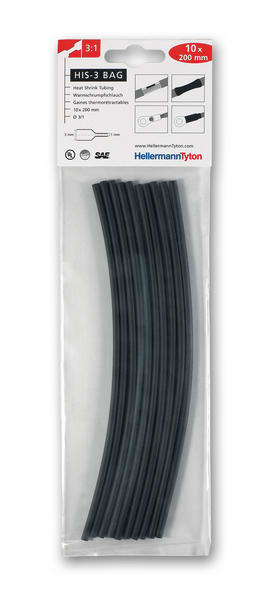 HELLERMANNTYTON Srl HEE308-30310 TERMORESTRINGENTE 3:1 BK BLIST 3/1 HIS-3